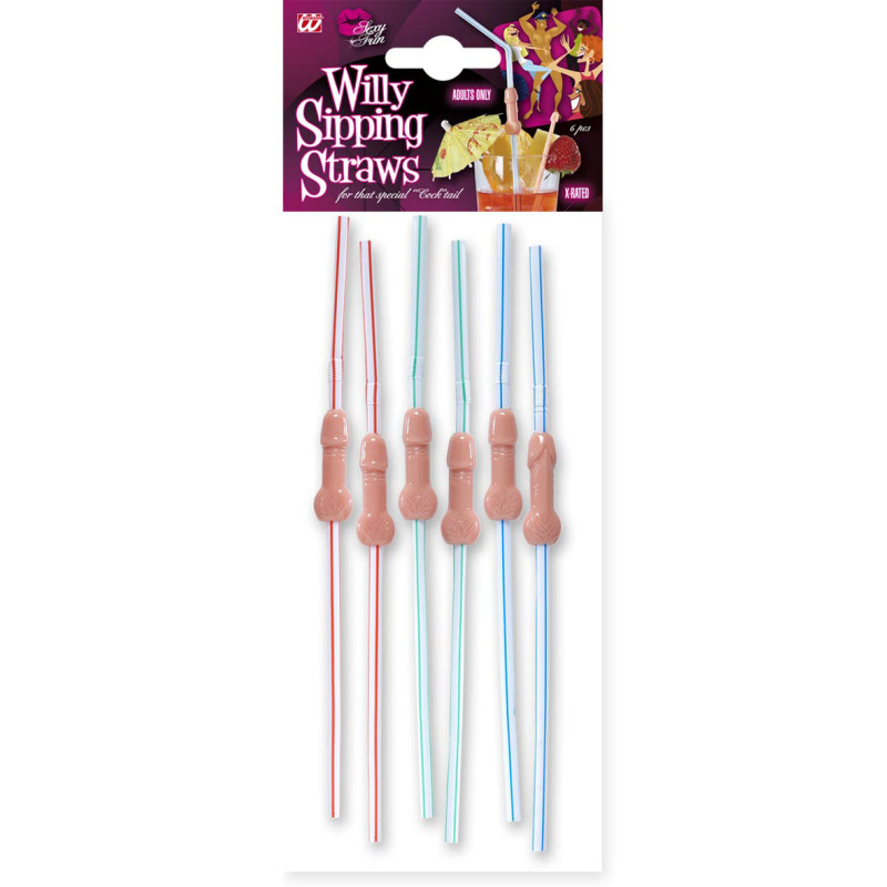 Slámky s penisom, 6 ks